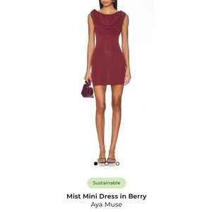 AYA MUSE Burgundy Draped Cowl Neck Sleeveless Knit Mini Dress Size L